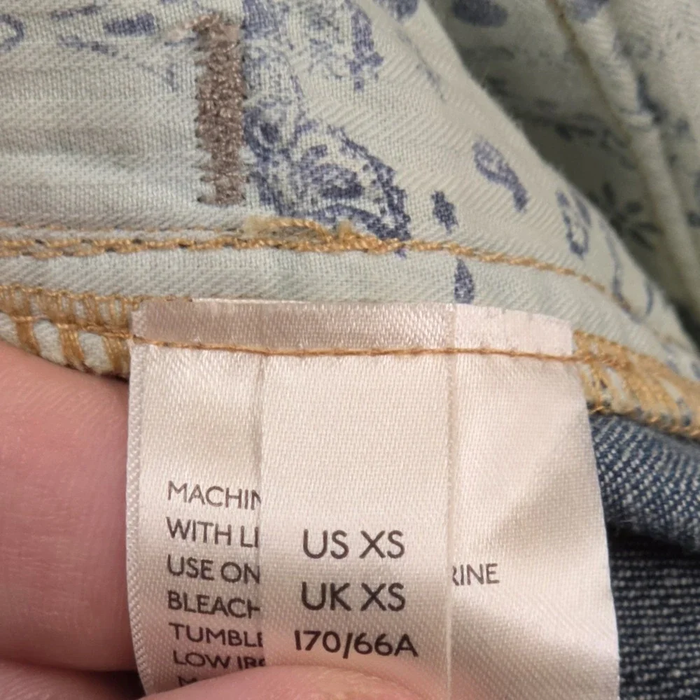 Free People Margate Jeans Womens XS Medium Blue Wash Paperbag Trouser Casual Y2K